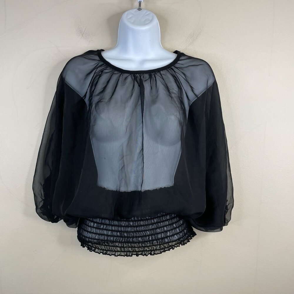 Vintage Y2K Womens Sheer Layering‎ Top Size M Black Whimsigoth Fairy Clubwear